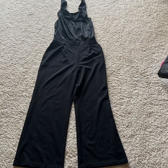 Satin Tie Halter Cowl Neck Wide Leg Jumpsuit - Picture 11 of 11